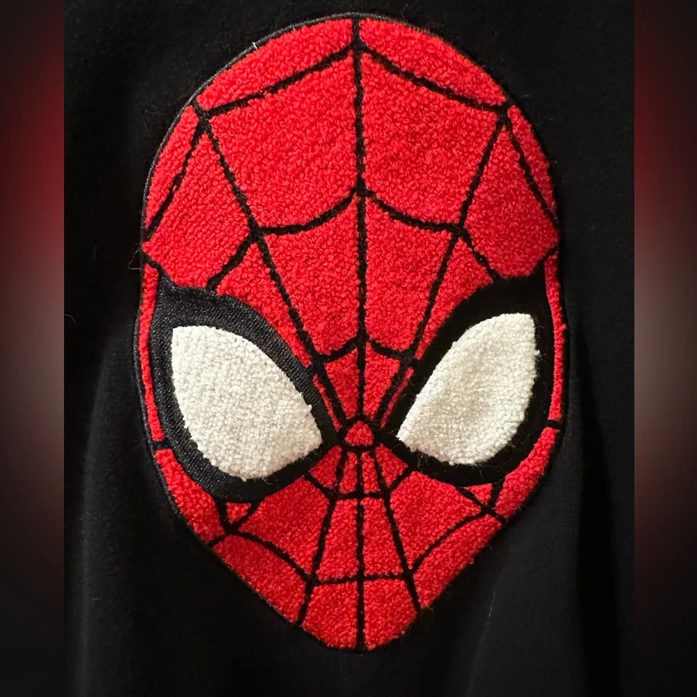 Disney Marvel Spider-Man Hoodie Boy Black Cotton Blend Side Pockets Size 9/10